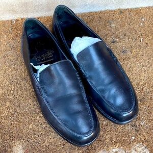 Black leather loafers